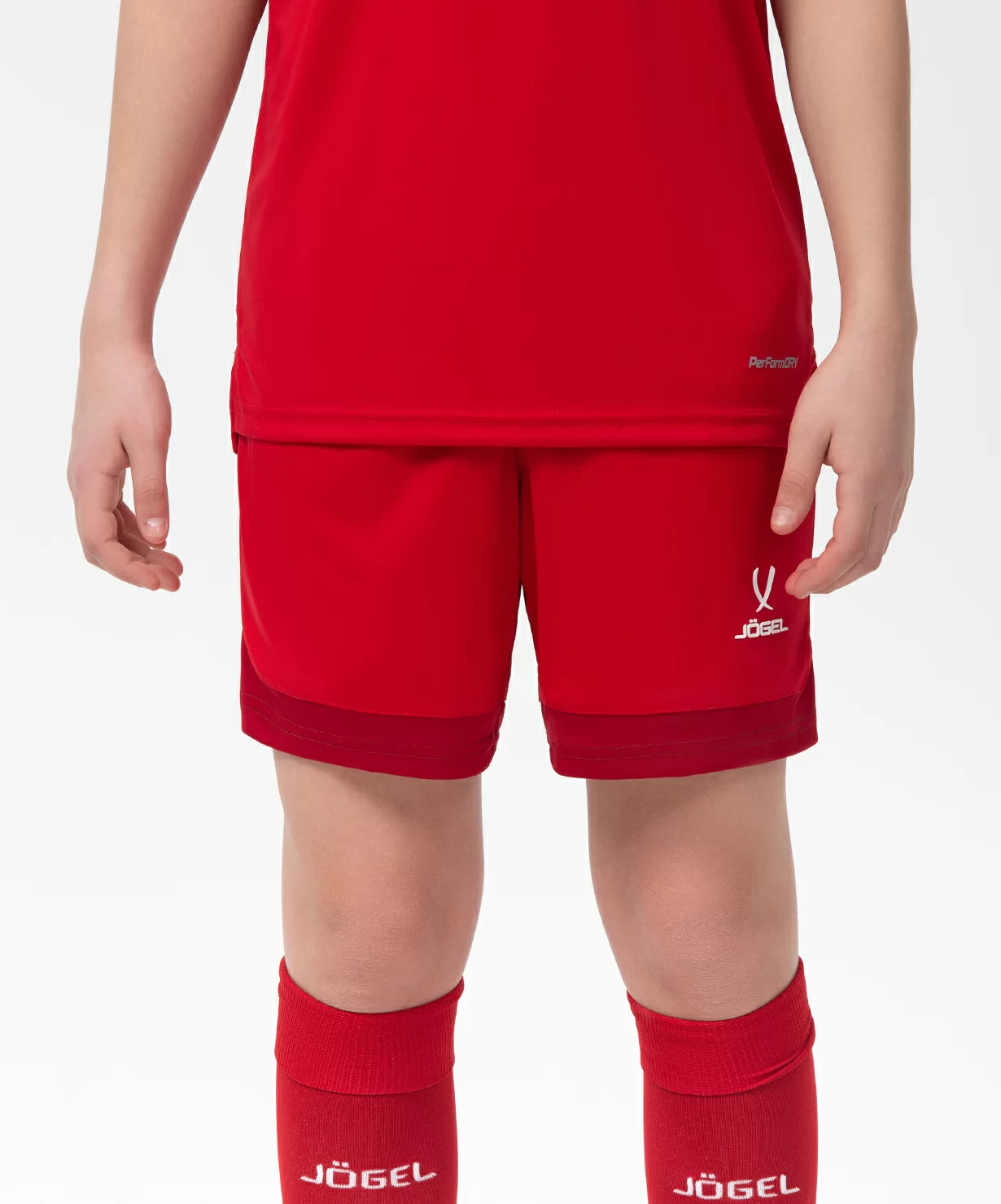 Реальное фото Шорты игровые DIVISION PerFormDRY Union Shorts, красный/ темно-красный/белый, детский от магазина СпортСЕ