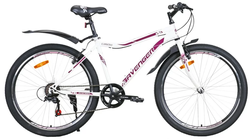Реальное фото Велосипед 26" AVENGER C260W, белый/фиолетовый, 17,5" (2021) от магазина СпортСЕ