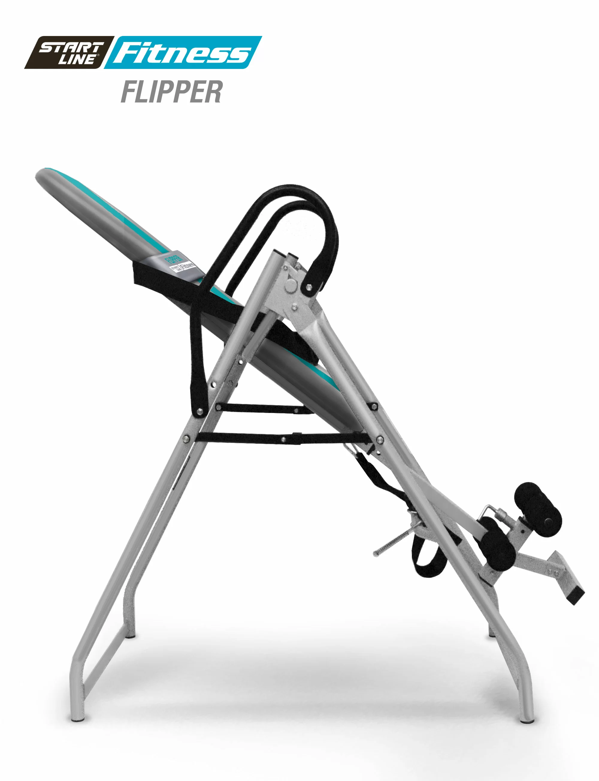 Реальное фото Инверсионный стол FLIPPER серо-бирюзовый от магазина СпортСЕ