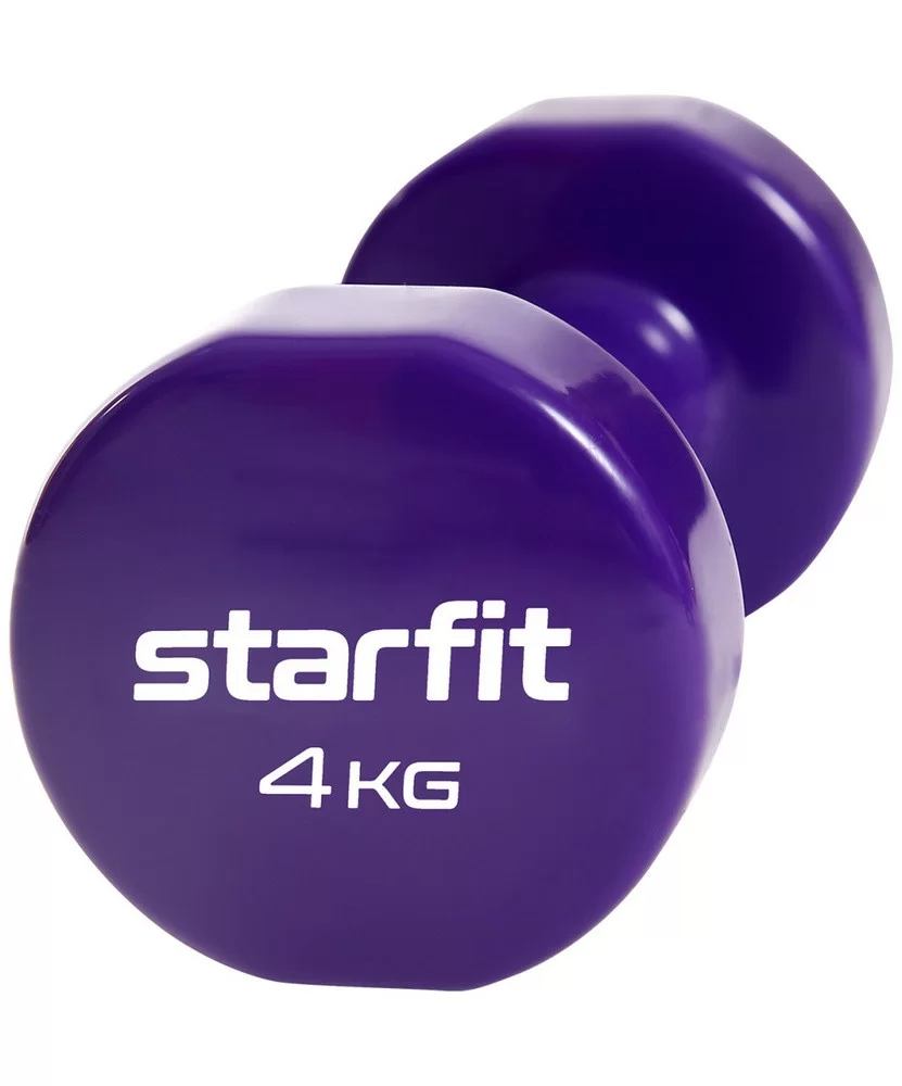 Реальное фото Гантель виниловая 4 кг StarFit Core DB-101 фиолетовый (1 шт) УТ-00018826 от магазина СпортСЕ