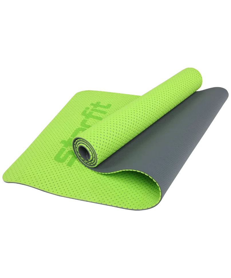 Реальное фото Коврик гимнастический StarFit FM-202 173x61x0,7 см TPE перфорированный ярко-зеленый 16641 от магазина СпортСЕ