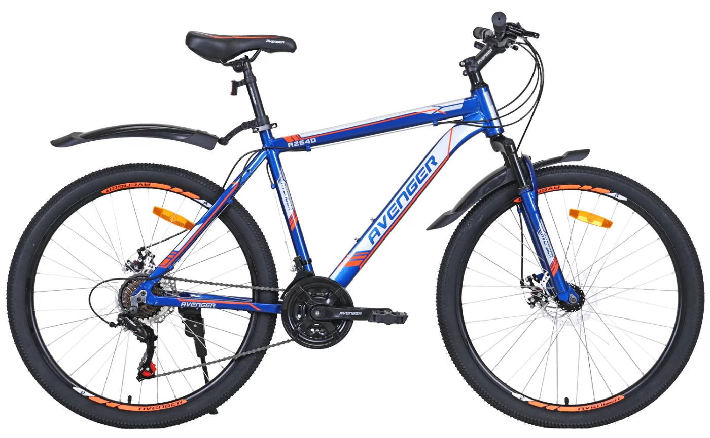 Реальное фото Велосипед 26" AVENGER A264D, синий/оранжевый, 19" (2021) от магазина СпортСЕ