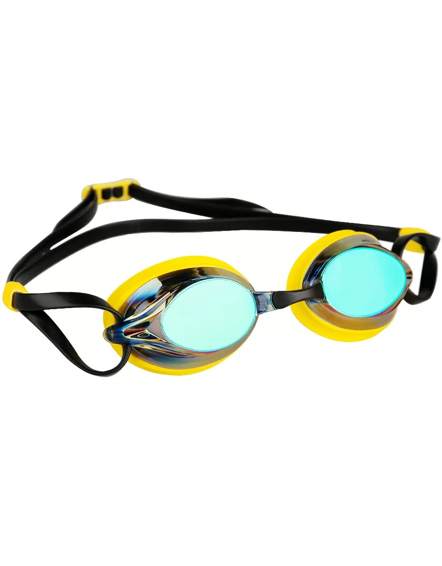 Реальное фото Очки для плавания Mad Wave Spurt Rainbow yellow/black M0427 26 0 06W от магазина СпортСЕ