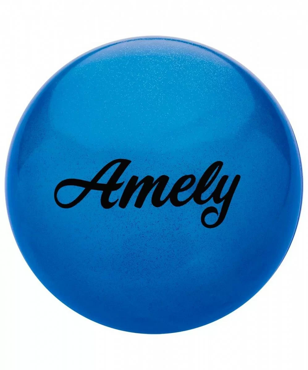 Реальное фото Мяч для художественной гимнастики 15 см Amely AGB-102 с блестками синий 12866 от магазина СпортСЕ
