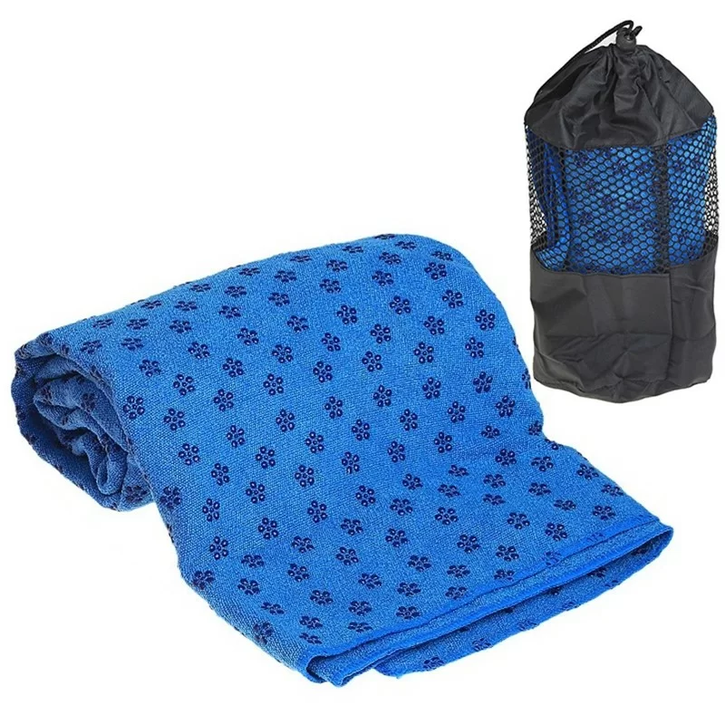 Реальное фото Полотенце для йоги C28849-3 183х63 с сумкой для переноски синее 10016453 от магазина СпортСЕ