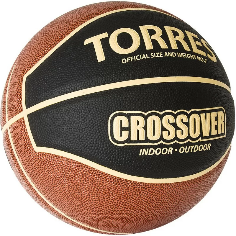 Реальное фото Мяч баскетбольный Torres Crossover №7 ПУ тем. черно-оранж-бежевый B32097 от магазина СпортСЕ