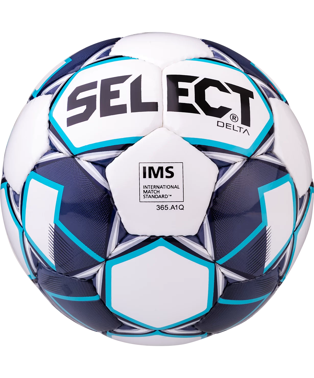 Реальное фото Мяч футбольный Select Delta IMS №5 белый/темно-синий/голубой 815017 от магазина СпортСЕ
