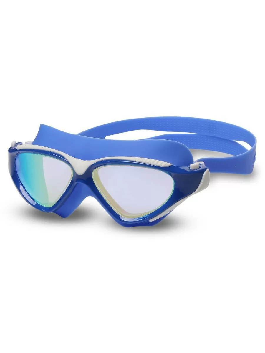 Реальное фото Очки для плавания Indigo Grashopper зеркальные (полумаска) синие S991M от магазина СпортСЕ
