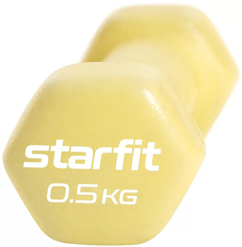 Реальное фото Гантель неопреновая 0.5 кг StarFit DB-201 желтый пастель 1шт УТ-00018828 от магазина СпортСЕ