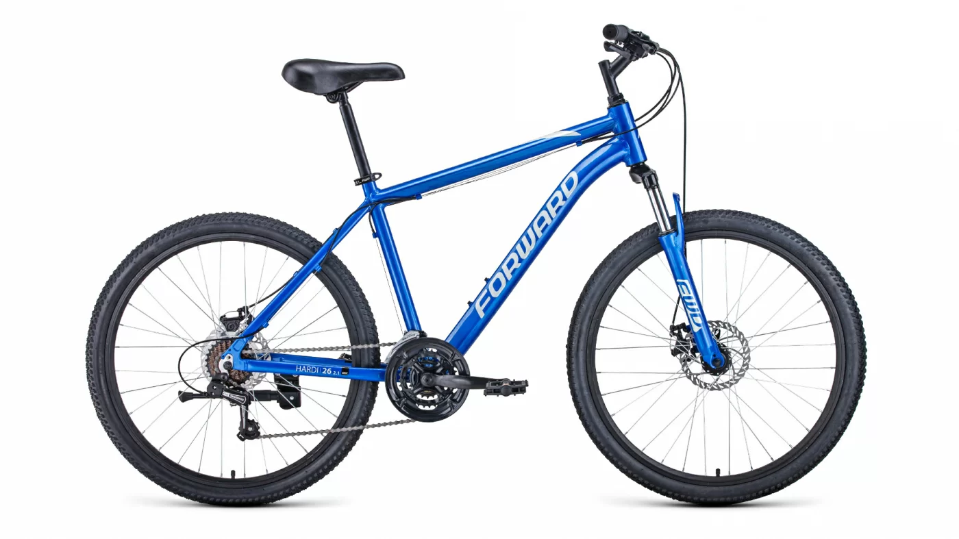 Реальное фото Велосипед Forward Hardi 26 2.1 disc (2021) синий/бежевый от магазина СпортСЕ