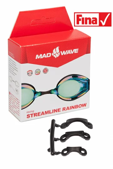 Реальное фото Очки для плавания Mad Wave Streamline Rainbow стартовые Blue M0457 03 0 04W от магазина СпортСЕ
