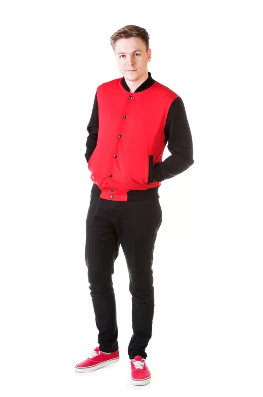 Реальное фото Бомбер мужской на молнии красный/черный 1.8912-0115 от магазина СпортСЕ