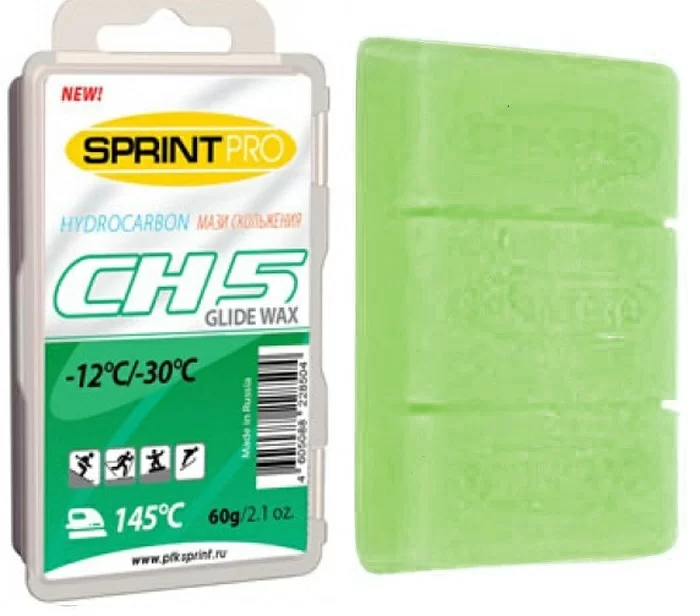 Реальное фото Парафин Sprint Pro CH-5 -12..-30°С зеленый 60 г от магазина СпортСЕ