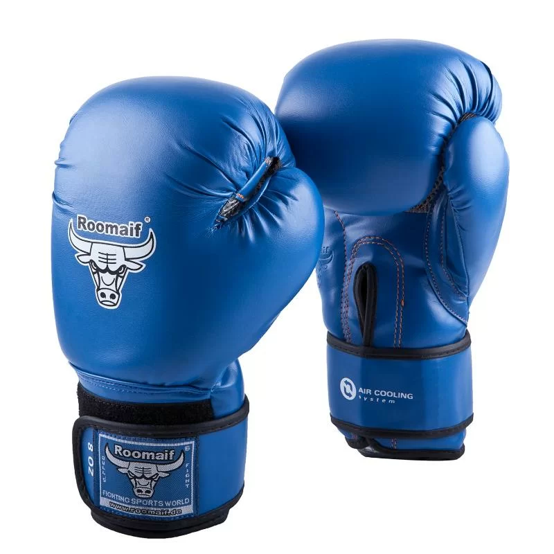 Реальное фото Перчатки боксерские Roomaif RBG-139 Dyex синие от магазина СпортСЕ
