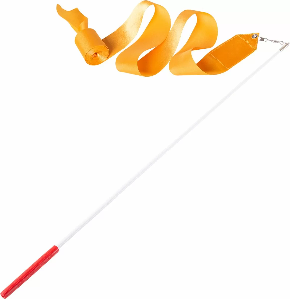 Реальное фото Лента для художественной гимнастики с палочкой 4 м Amely оранжевая AGR-201 от магазина СпортСЕ