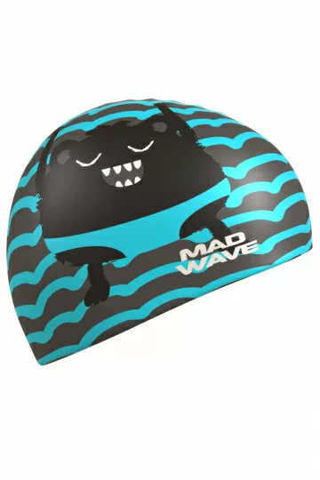 Реальное фото Шапочка для плавания Mad Wave Monster Junior Azure M0573 09 0 08W от магазина СпортСЕ