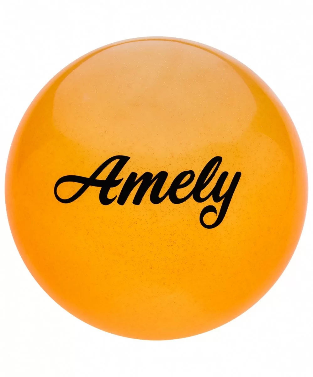 Реальное фото Мяч для художественной гимнастики 15 см Amely AGB-102 с блестками оранжевый 12863 от магазина СпортСЕ
