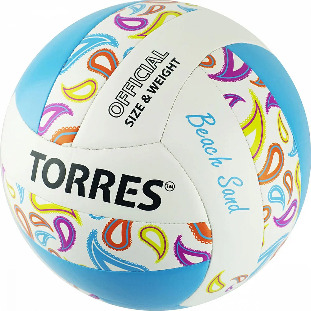 Реальное фото Мяч волейбольный Torres Beach Sand Blue V32095B р.5 синт.кожа (ТПУ) бел-голуб от магазина СпортСЕ