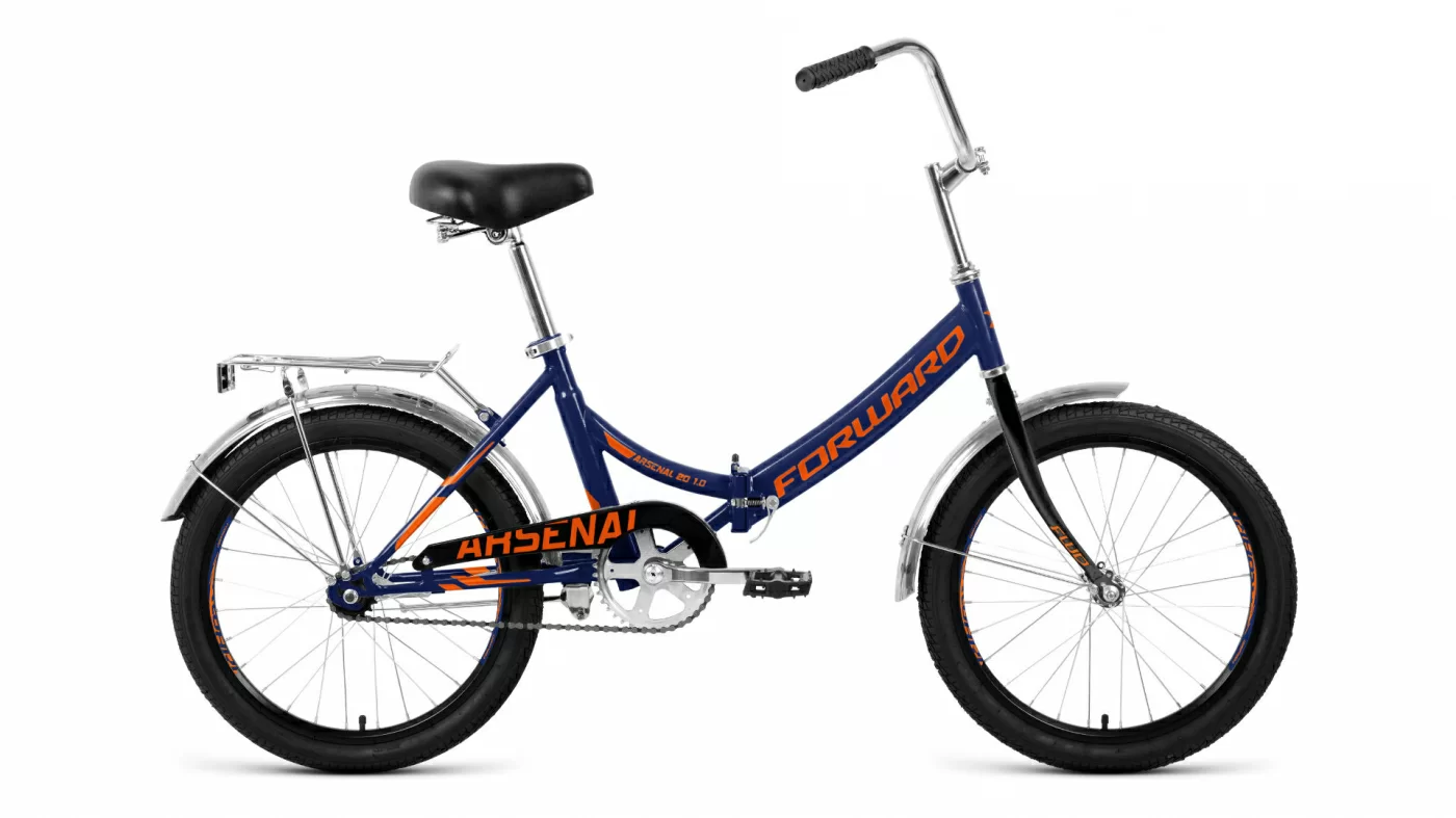 Реальное фото Велосипед Forward Arsenal 20 1.0 скл (2020) темно-синий/оранжевый от магазина СпортСЕ