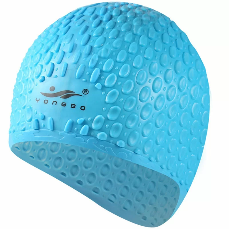 Реальное фото Шапочка для плавания B31552 Bubble Cap голубая 10018372 от магазина СпортСЕ