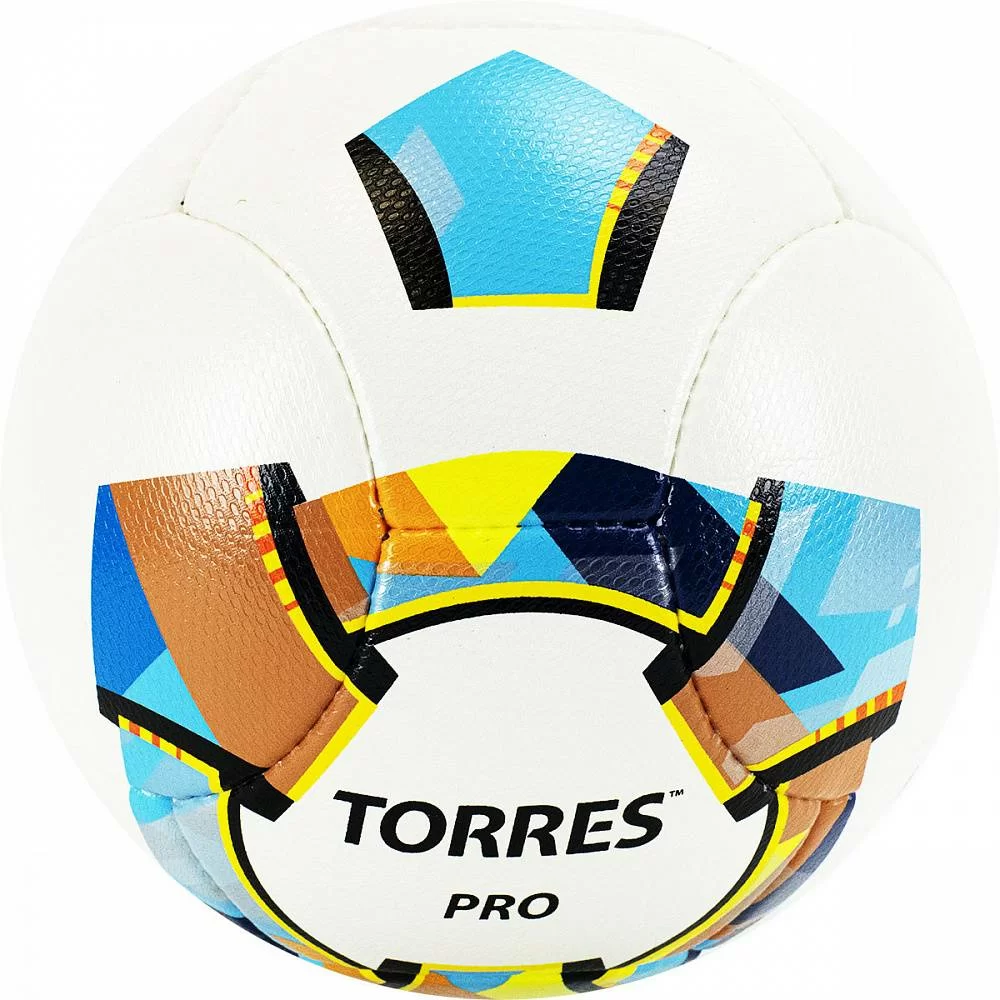 Реальное фото Мяч футбольный Torres Pro №5 14 п. PU ручная сшивка бело-золот-черн F320015 от магазина СпортСЕ