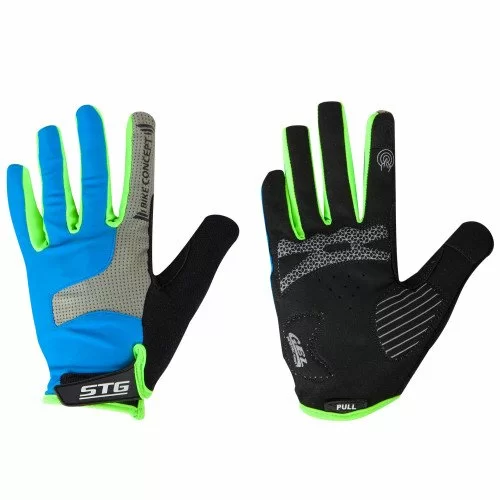 Реальное фото Перчатки STG AL-05-1871 полноразмерные синий/серый/черный/зеленый Х98254 от магазина СпортСЕ
