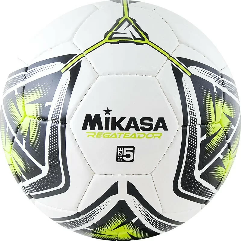 Реальное фото Мяч футбольный Mikasa REGATEADOR5-G №5 бело-черн-зеленый от магазина СпортСЕ
