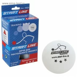 Мяч для настольного тенниса Start Line Training 3* New бел. 6шт. 8333