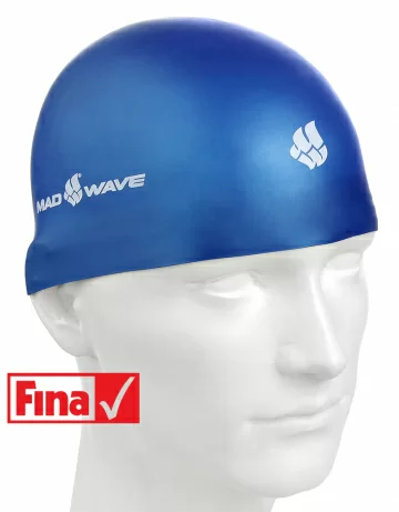 Реальное фото Шапочка для плавания Mad Wave Soft Fina Approved L blue M0533 01 3 03W от магазина СпортСЕ