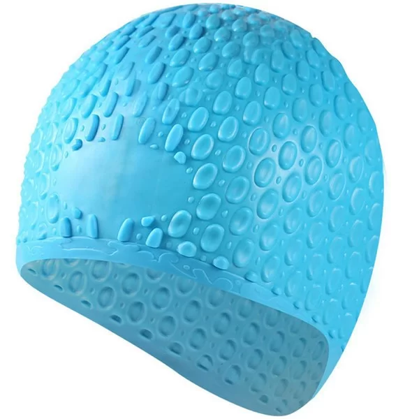 Реальное фото Шапочка для плавания B31519-0 Bubble Cap голубой 10021217 от магазина СпортСЕ
