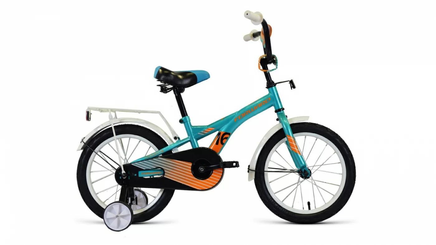 Реальное фото Велосипед Forward Crocky 16 (2020-2021) бирюзовый/оранжевый 1BKW1K1C1017 от магазина СпортСЕ
