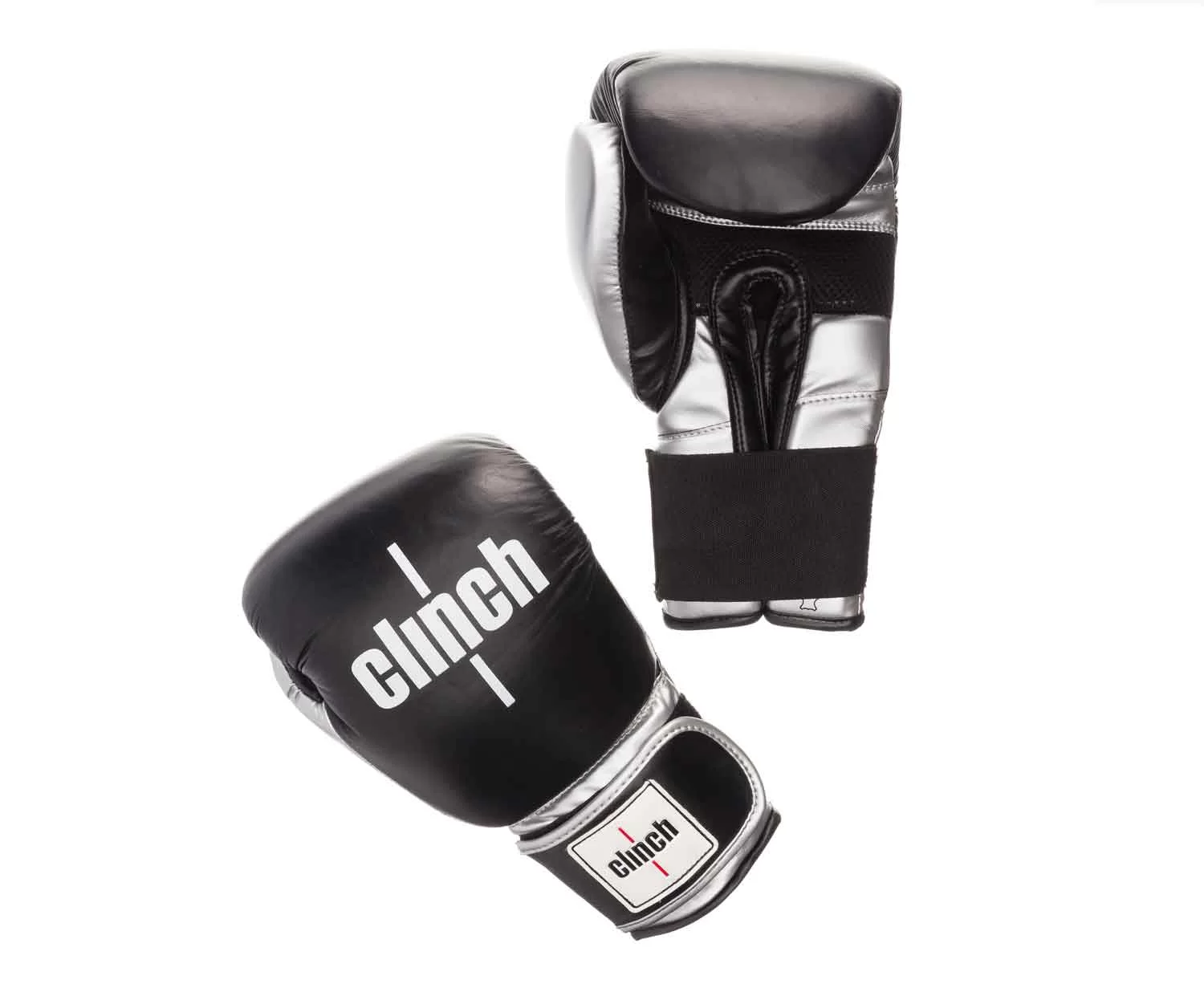 Реальное фото Перчатки боксерские Clinch Prime черно-серебристые C151 от магазина СпортСЕ