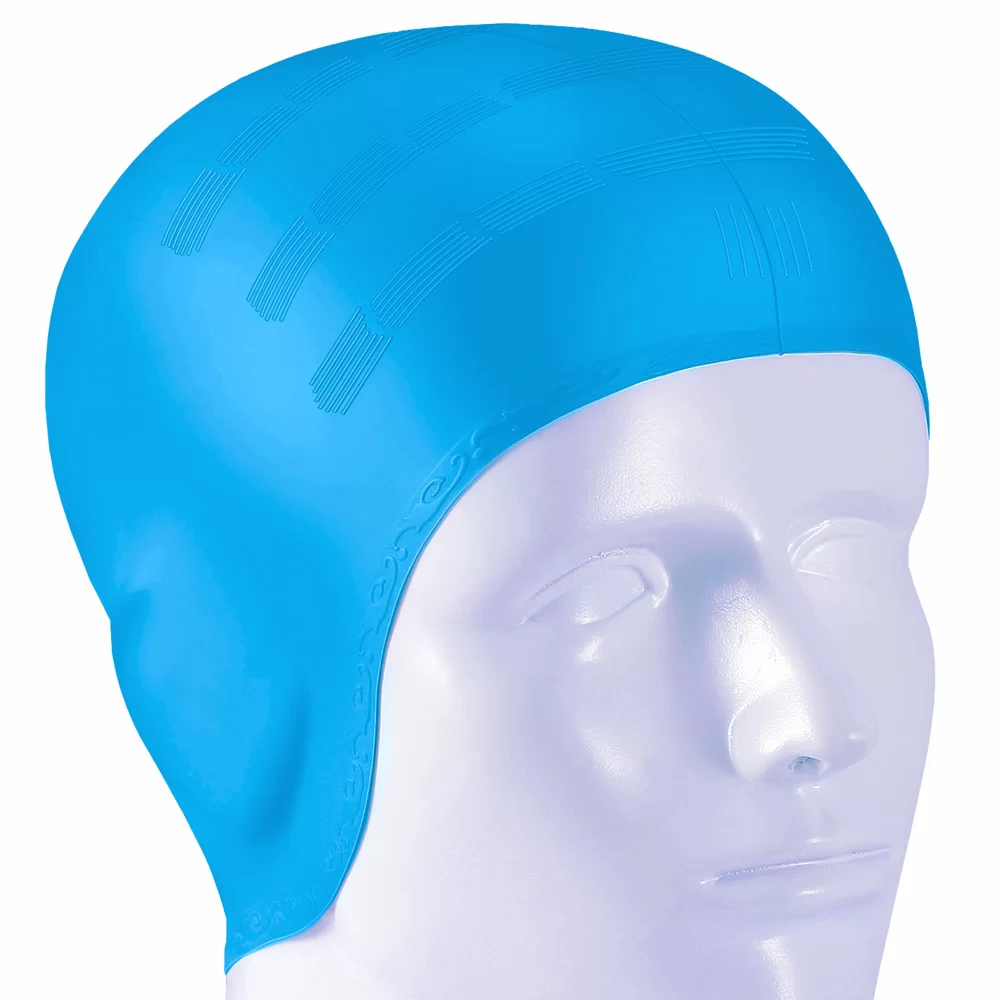Реальное фото Шапочка для плавания B31565-0 анатомическая голубой 10018373 от магазина СпортСЕ