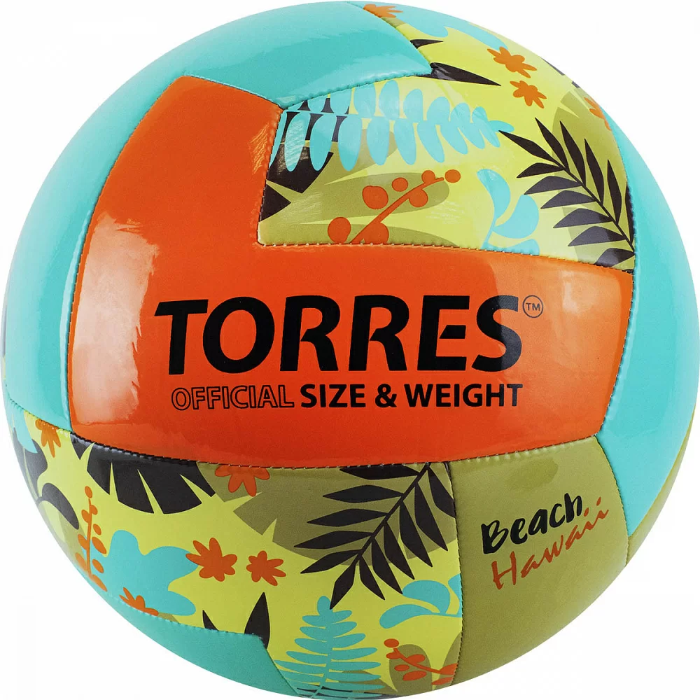 Реальное фото Мяч волейбольный Torres Hawaii V32075B р.5 синт.кожа (ТПУ) бирюзово-оранж от магазина СпортСЕ