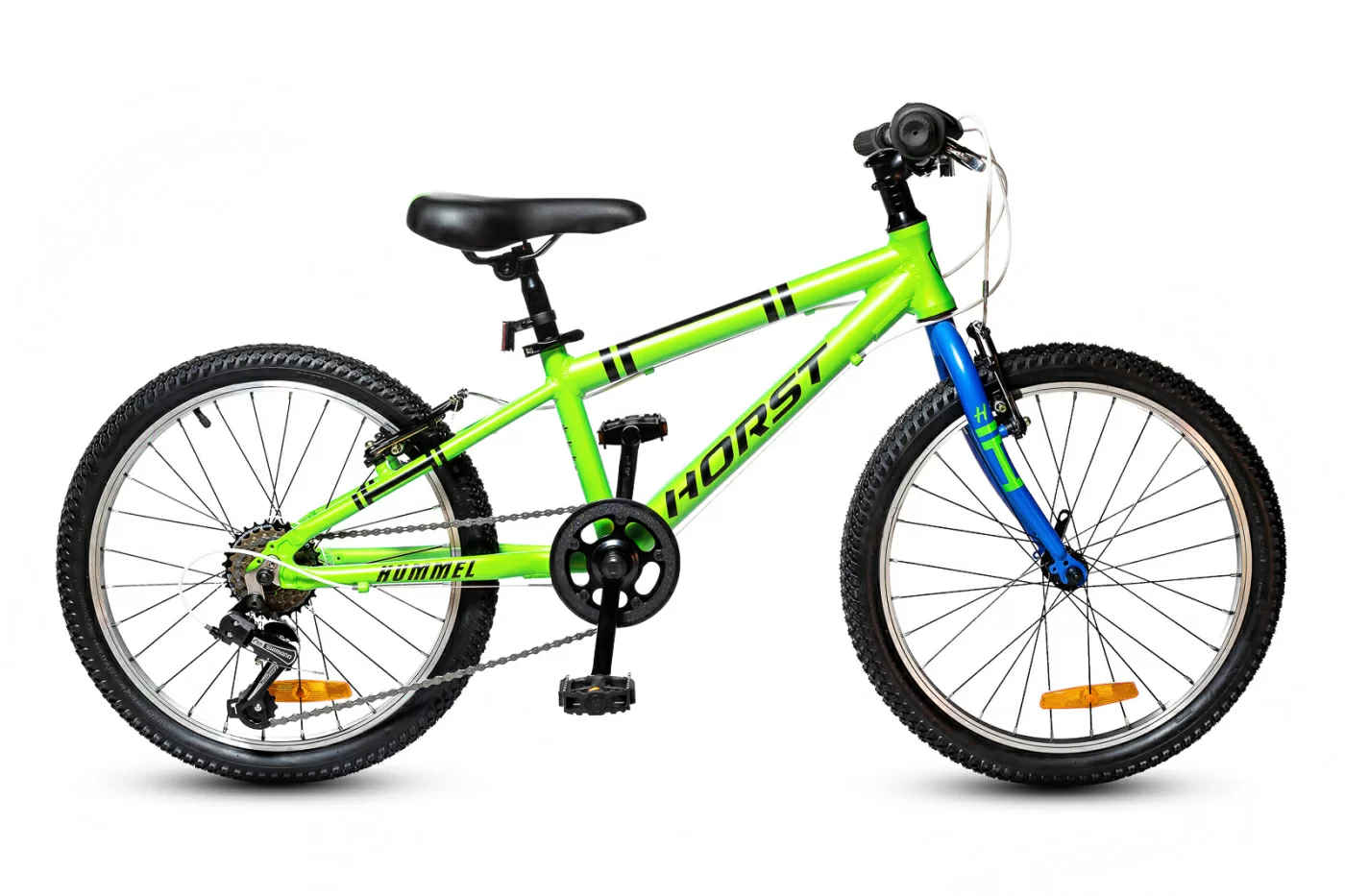 Реальное фото Велосипед детский HORST Hummel 2022 Зелёно-чёрно-синий от магазина СпортСЕ