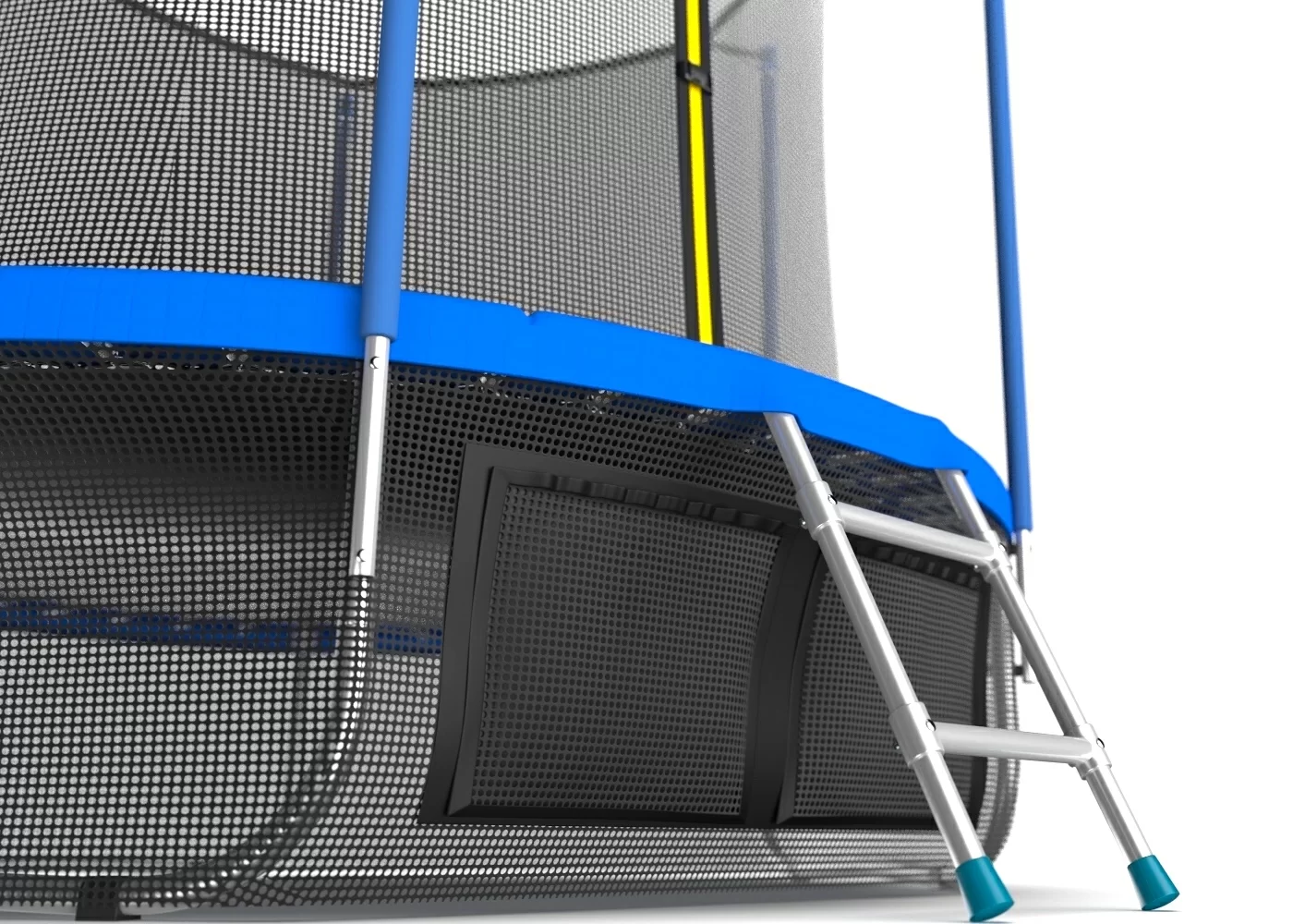 Реальное фото EVO JUMP Internal 8ft (Sky). Батут с внутренней сеткой и лестницей, диаметр 8ft (синий) + нижняя сеть от магазина СпортСЕ