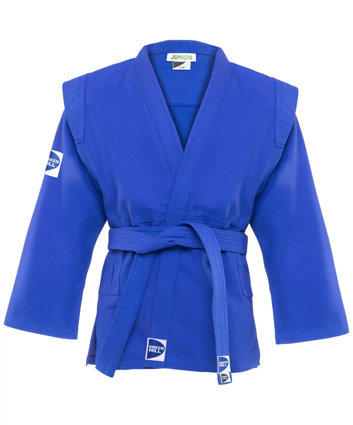 Реальное фото Куртка для самбо Junior SCJ-2201, синий, р.00/120 от магазина СпортСЕ