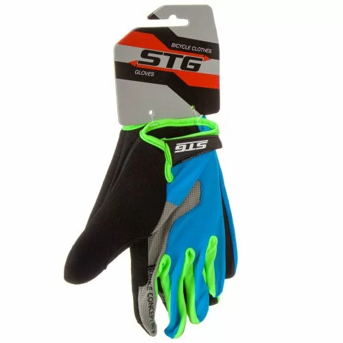 Реальное фото Перчатки STG AL-05-1871 полноразмерные синий/серый/черный/зеленый Х98254 от магазина СпортСЕ