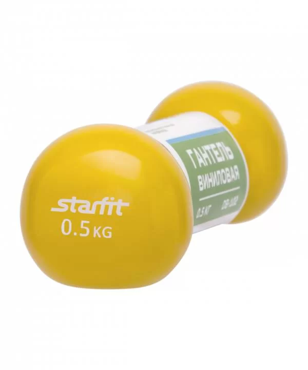 Реальное фото Гантель виниловая 0.5 кг StarFit DB-102 желтый 9061 от магазина СпортСЕ