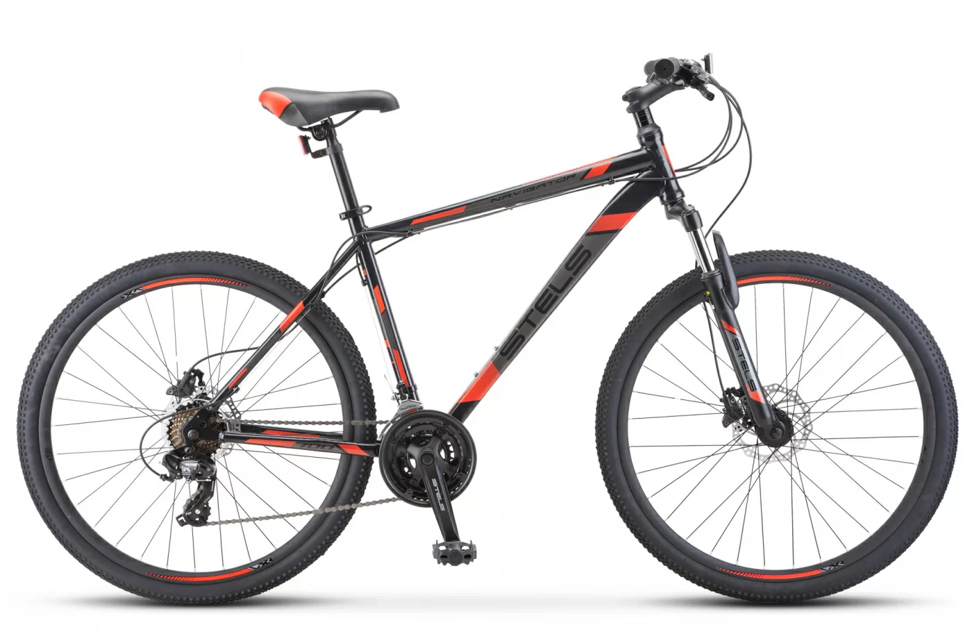 Реальное фото Велосипед Stels Navigator-700 D 27.5" (2021) чёрный/красный F010 от магазина СпортСЕ