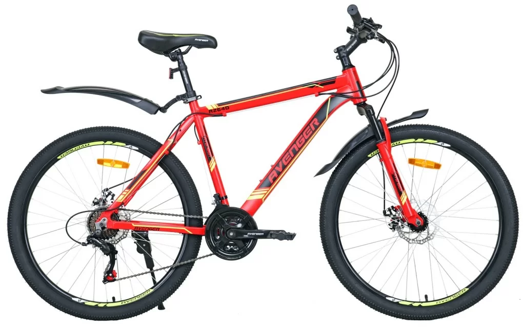 Реальное фото Велосипед 26" AVENGER A264D, красный/желтый неон, 19" (2021) от магазина СпортСЕ