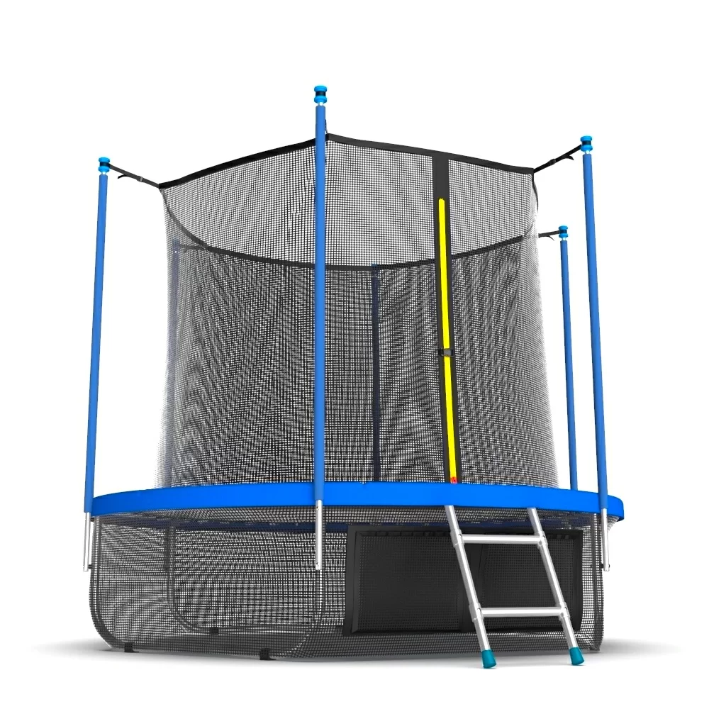 Реальное фото EVO JUMP Internal 8ft (Sky). Батут с внутренней сеткой и лестницей, диаметр 8ft (синий) + нижняя сеть от магазина СпортСЕ