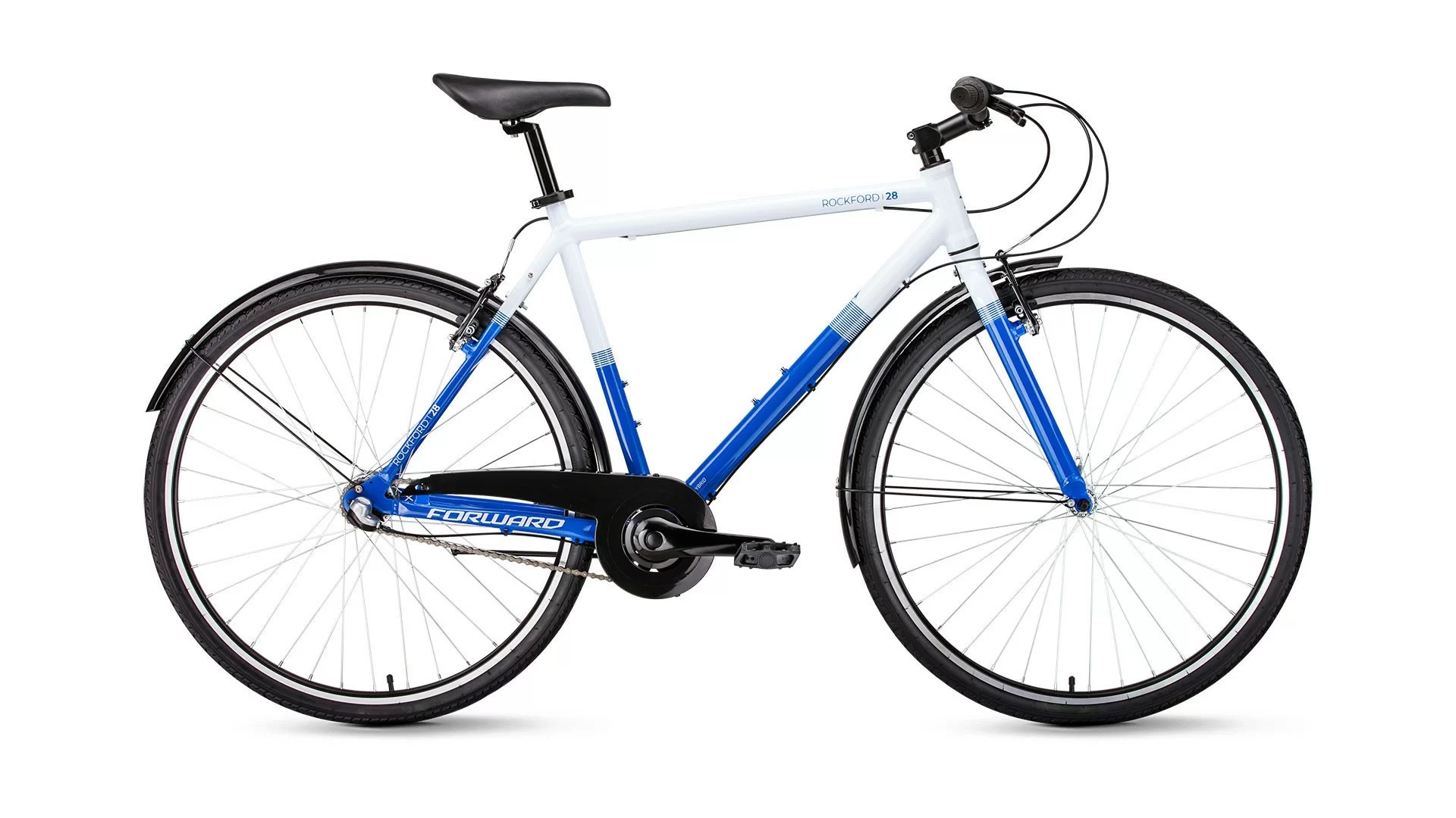 Реальное фото Велосипед Forward Rockford 28 (3ск 540мм) (2019) белый/синий от магазина СпортСЕ