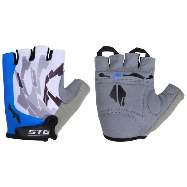 Реальное фото Перчатки летние быстросъемные с защитной прокладкой,застежка на липучке,материал-кожа+лайкра,синие Х61877 от магазина СпортСЕ
