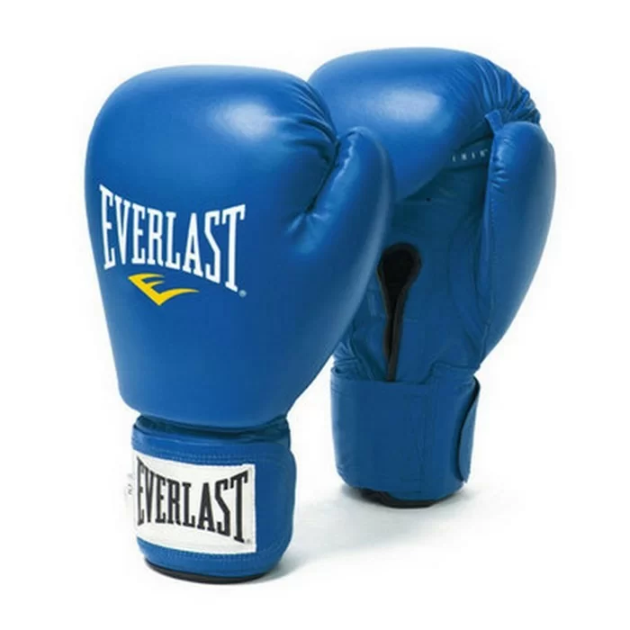 Реальное фото Перчатки боксерские Everlast Amateur Cometition PU синие 641006-10 PU от магазина СпортСЕ