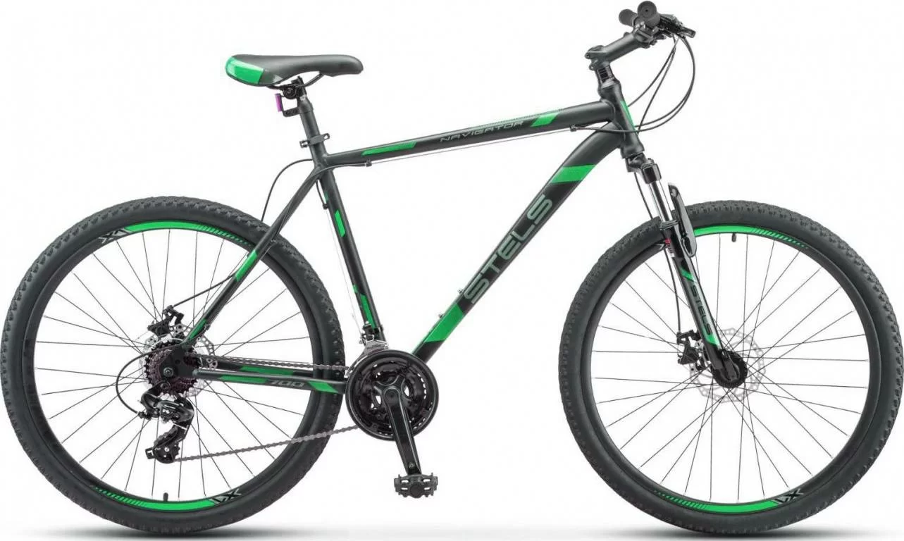Реальное фото Велосипед Stels Navigator-700 MD 27.5" (2020) черный/зеленый F010 от магазина СпортСЕ