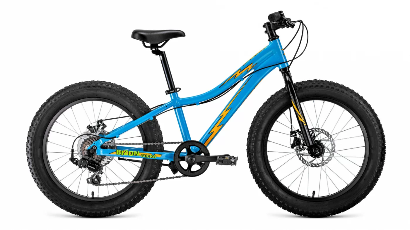 Реальное фото Велосипед Forward Bizon Micro 20 (2021) голубой/оранжевый RBKW1Q307003 от магазина СпортСЕ