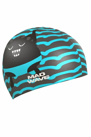 Реальное фото Шапочка для плавания Mad Wave Monster Junior Azure M0573 09 0 08W от магазина СпортСЕ