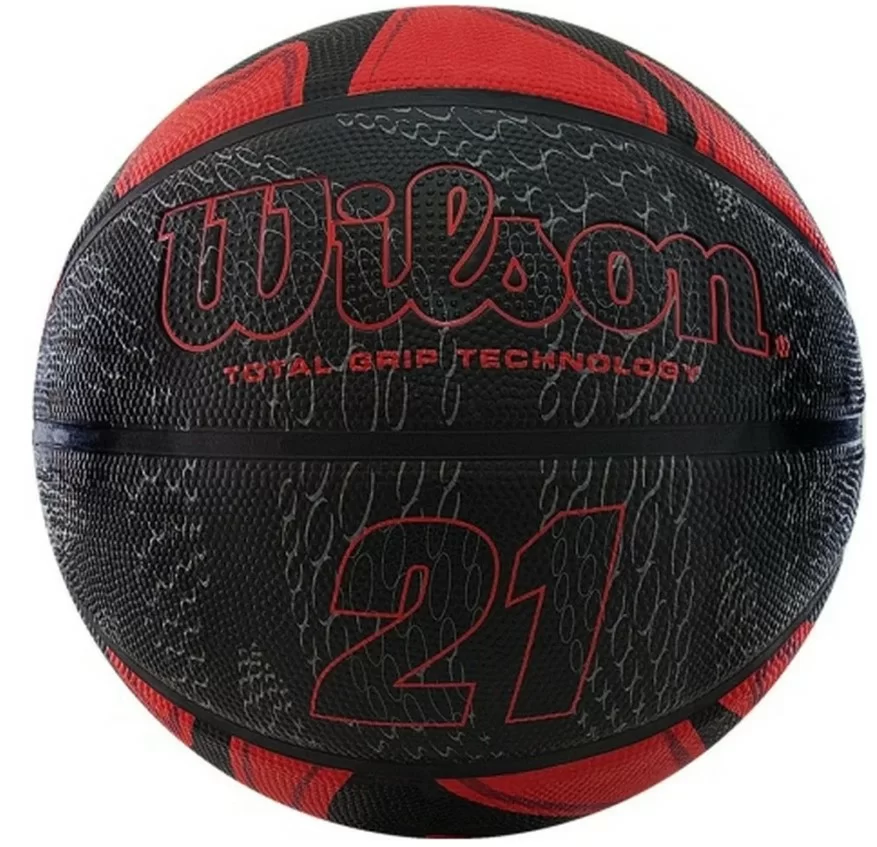 Реальное фото Мяч баскетбольный Wilson 21 Series  №7 красн-чер-сереб WTB2103XB07 от магазина СпортСЕ