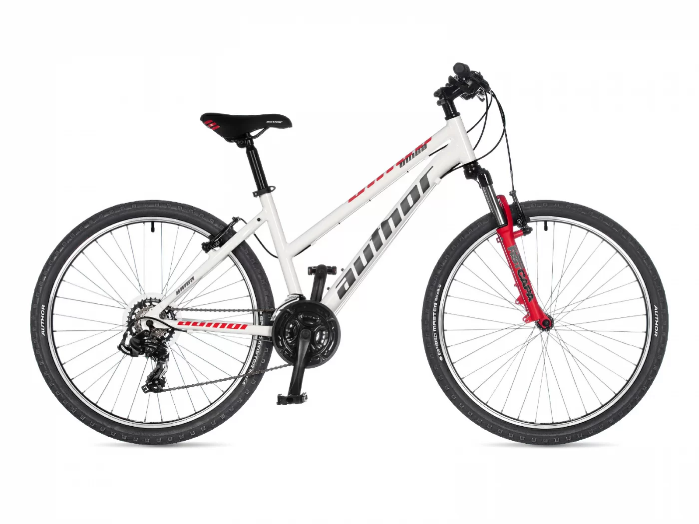 Реальное фото Велосипед женский AUTHOR Unica disc 2022 Бело-серебристо-красный от магазина СпортСЕ